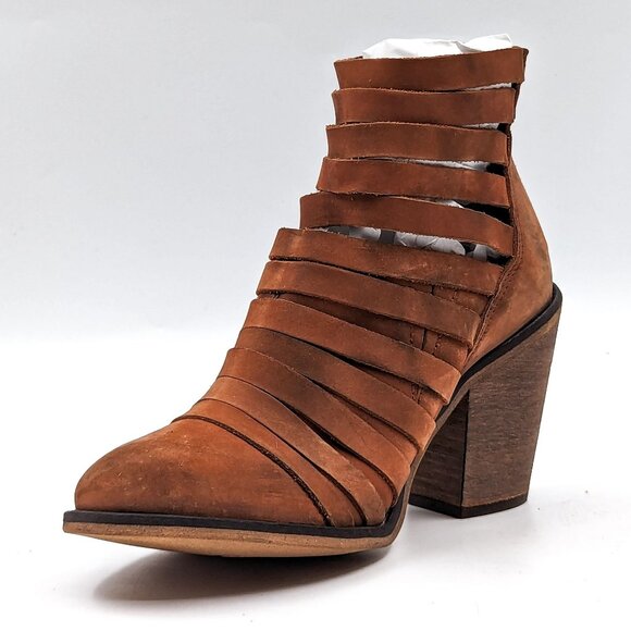 Free People Wmn Carrera Brown Distressed Leather Summer Strap Boots 8.5US EUR39 - Picture 5 of 11
